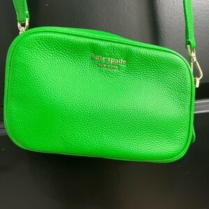 kate spade Neon Green Pebbled Leather Crossbody Camera Bag